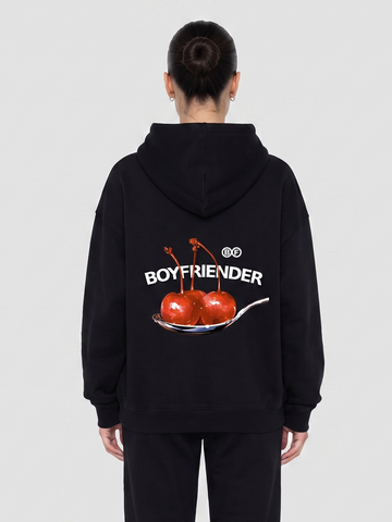 Cherry Spoon Oversized Hoodie - Jet Black