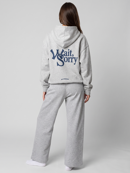 Wait Sorry Oversized Hoodie - Heather Grey