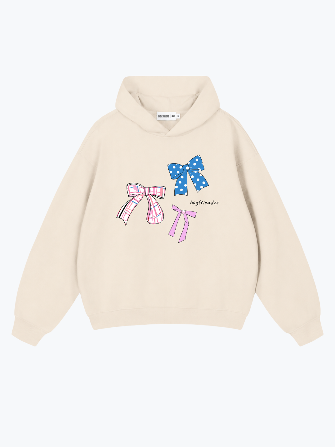 Boyfriender Bow Stack oversized hoodie in Cream