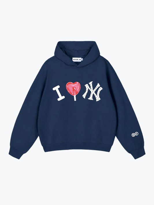 Boyfriender Big City Love oversized hoodie in Navy