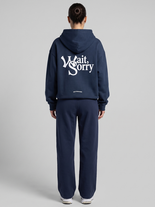 Wait Sorry Oversized Hoodie - Navy