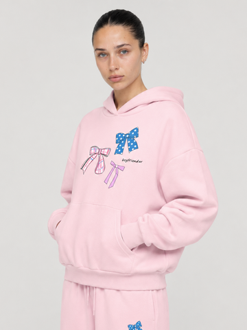 Bow Stack Oversized Hoodie - Baby Pink