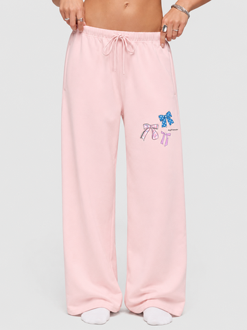 Bow Stack Heavyweight Sweatpants - Baby Pink