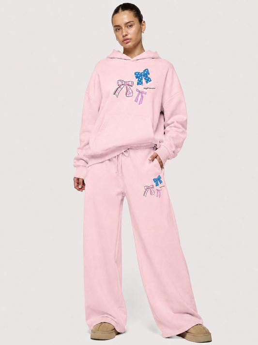 Bow Stack Oversized Hoodie - Baby Pink