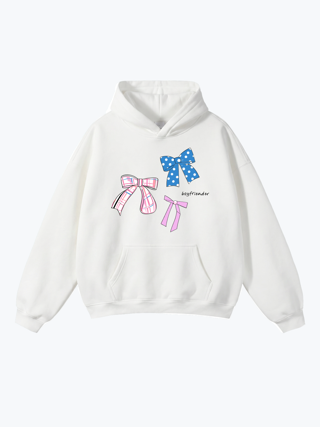 Boyfriender Bow Stack oversized hoodie in Coconut, 350 GSM heavyweight fleece