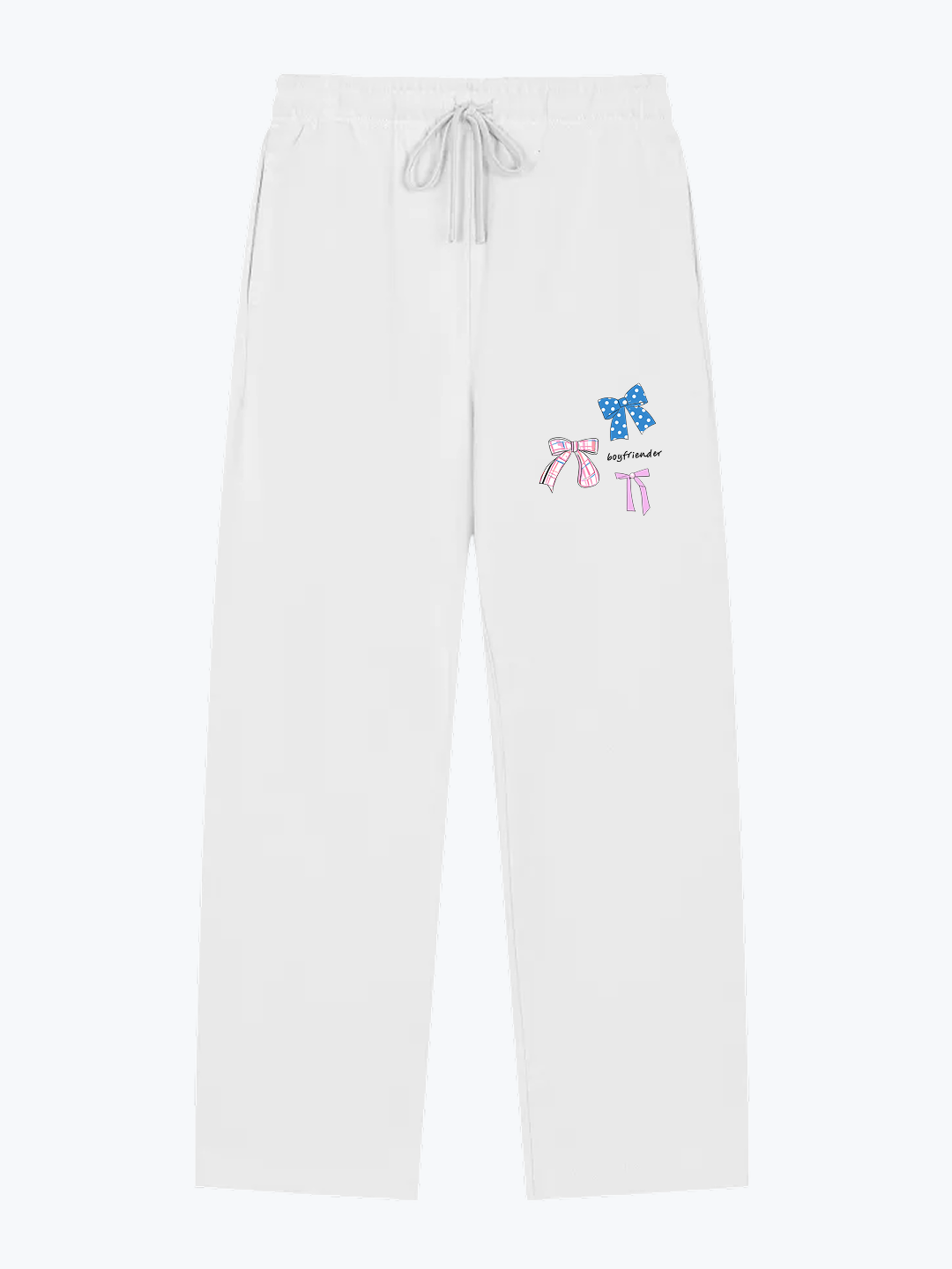 Boyfriender Bow Stack heavyweight sweatpants in Coconut, 430 GSM fleece