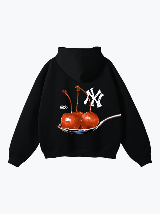Boyfriender Cherry Spoon oversized hoodie in Jet Black