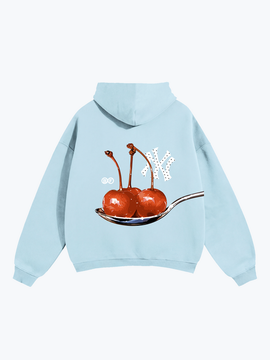 Boyfriender Cherry Spoon oversized hoodie in Bluebell