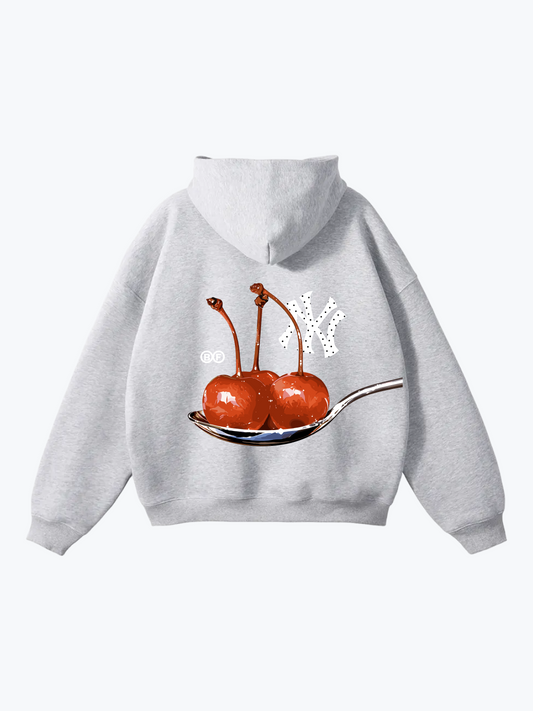 Boyfriender Cherry Spoon oversized hoodie in Heather Grey