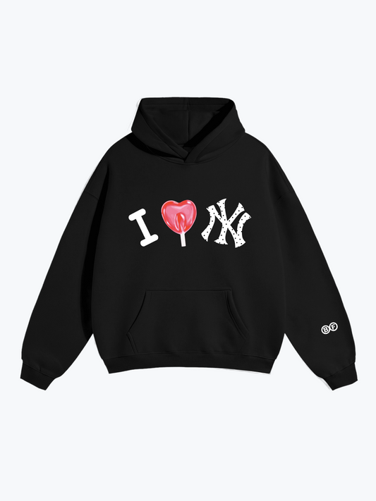 Boyfriender Big City Love oversized hoodie in Jet Black
