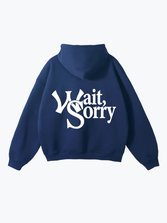 Boyfriender Wait Sorry oversized hoodie in Navy
